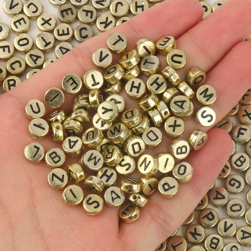 Yochus 1000pcs Gold Letter Beads for Bracelets  4x7mm Black Alphabet A-Z Beads Friendship Bracelets Jewelry Making Kit Earring Bracelet Making Kit for Teen Gifts - Image 5